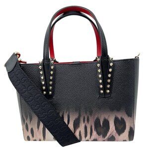 Christian Louboutin  Cabata East West Mini Leopard Print Leather Tote Bag Black